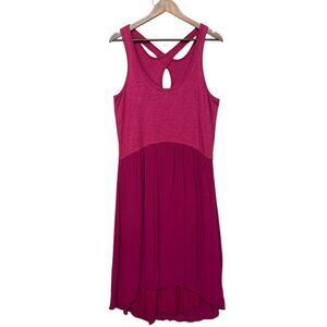 Left of Center Anthropologie Tank Dress‎ Women Size L Red Cotton Lined USA Made